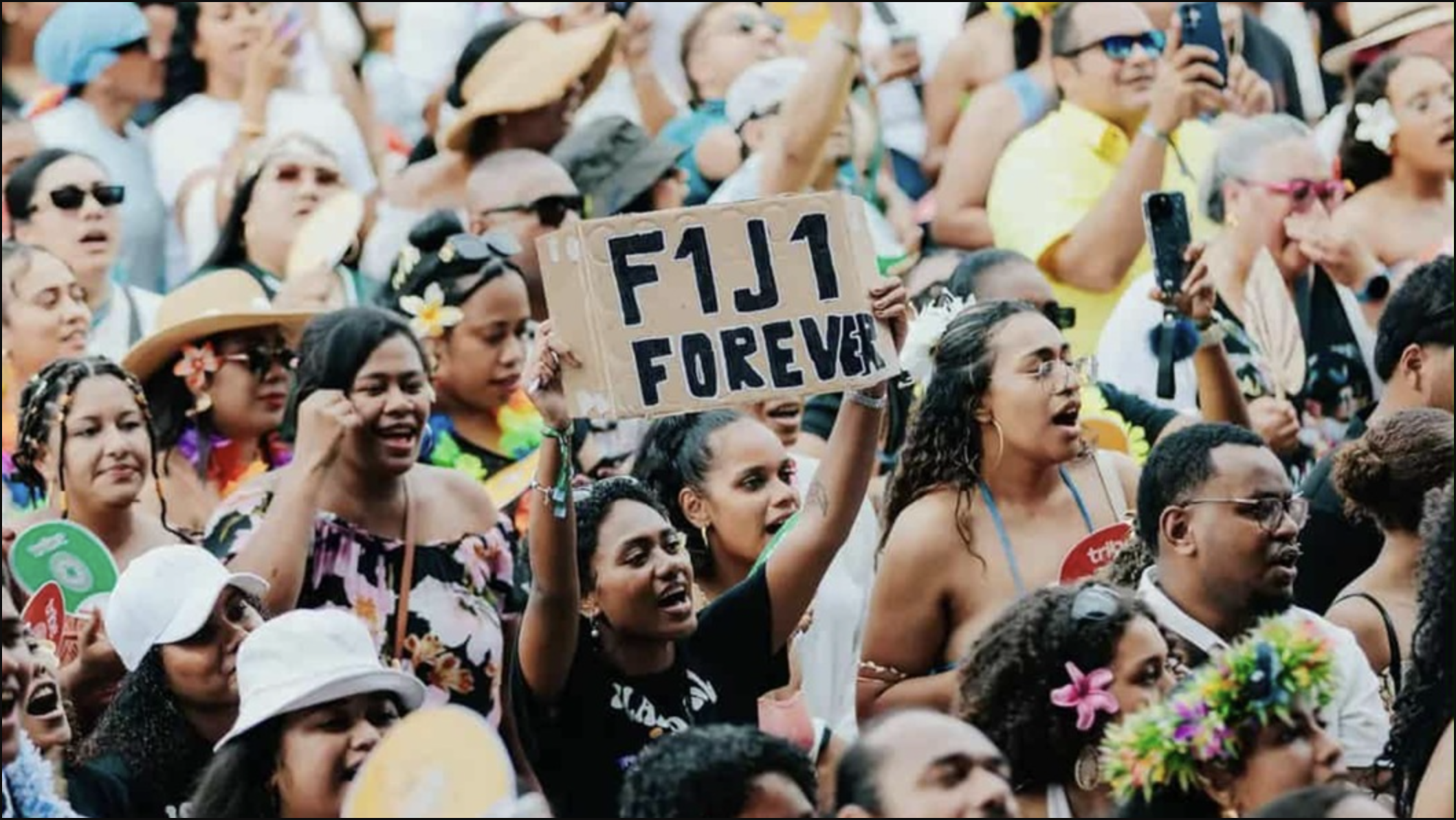 Crowd at the Homecoming Music Festival at Prince Charles Park in Nadi, Fiji, celebrating George “FIJI” Veikoso’s legacy.